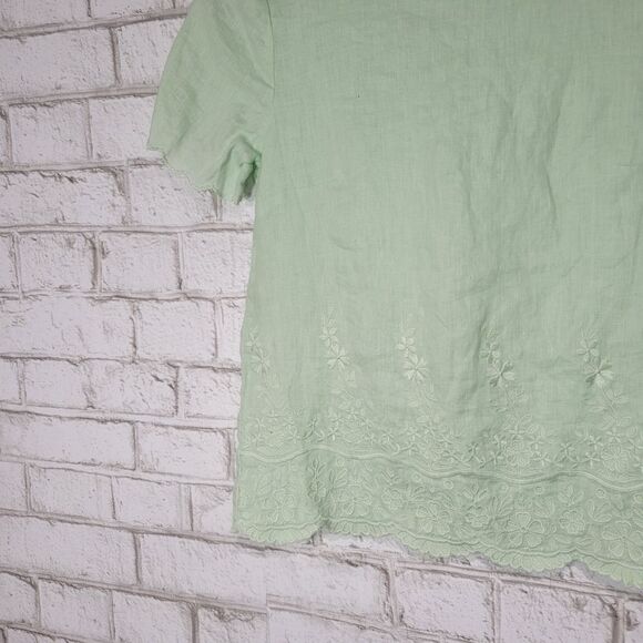 J Crew light green linen top - Picture 5 of 13